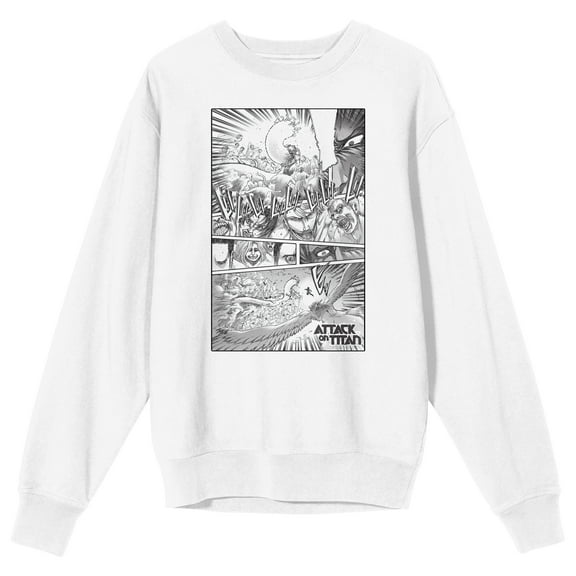 Attack On Titan 9 Titans War Adult White Crew Neck Sweatshirt-XL