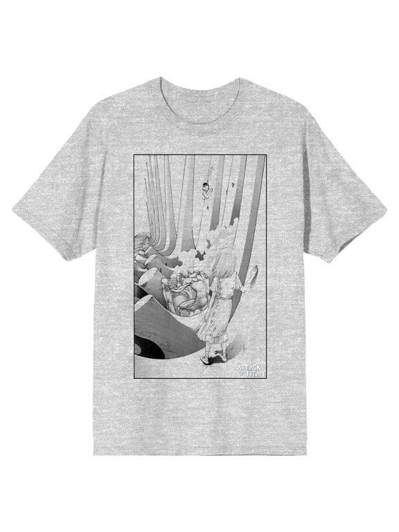 Attack On Titan Art Drawing of Ymir Fritz Watching Titans Men's Heather Gray Short Sleeve Tee-XL