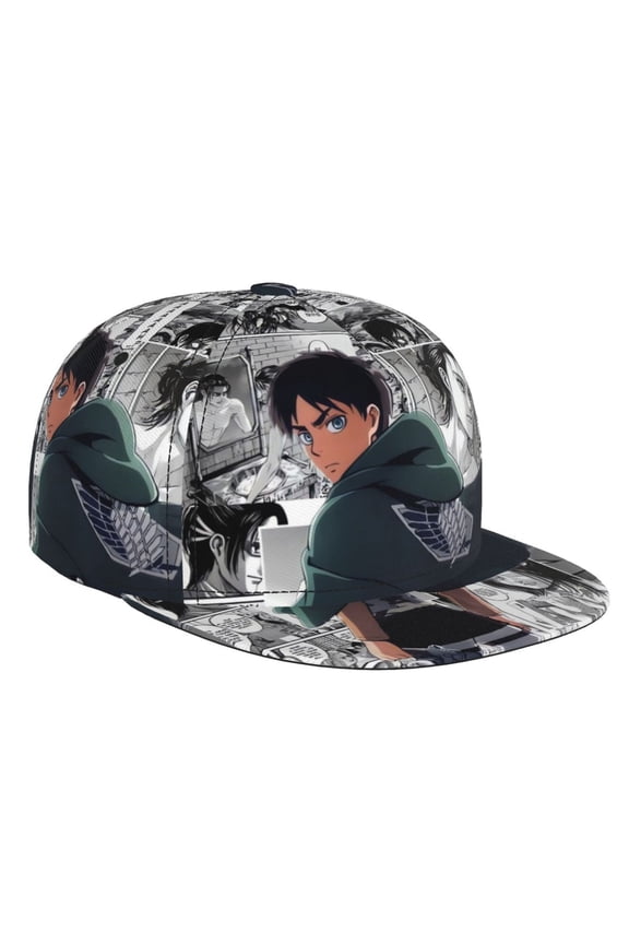 Attack On Titan Baseball Cap For Men, Women & Kids, Classic Flat Brim Hat Hip Hop Trucker Hat Adjustable Snapback Hat