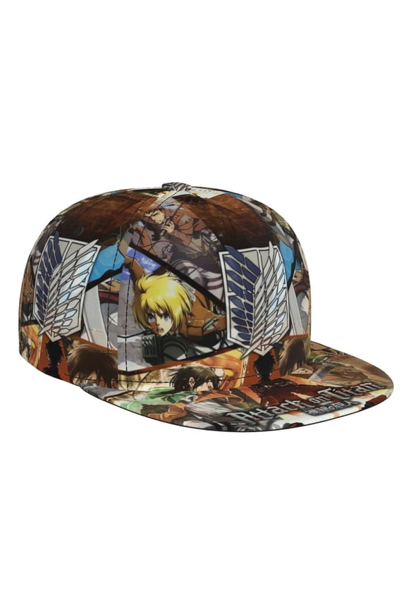 Attack On Titan Baseball Cap For Men, Women & Kids, Classic Flat Brim Hat Hip Hop Trucker Hat Adjustable Snapback Hat