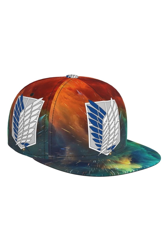Attack On Titan Baseball Cap For Men, Women & Kids, Classic Flat Brim Hat Hip Hop Trucker Hat Adjustable Snapback Hat