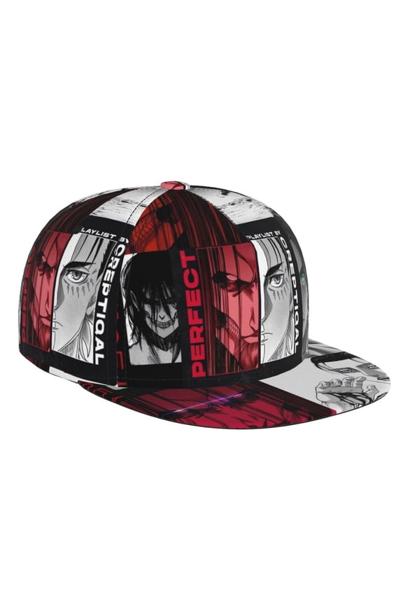 Attack On Titan Baseball Cap For Men, Women & Kids, Classic Flat Brim Hat Hip Hop Trucker Hat Adjustable Snapback Hat
