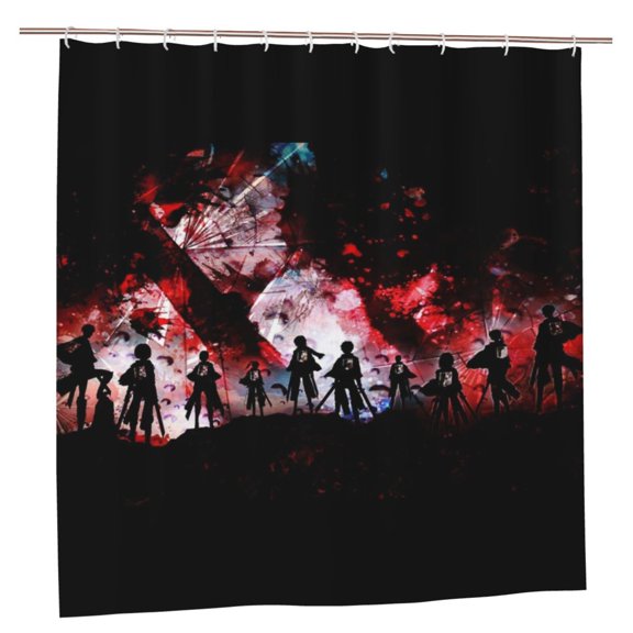 Attack On Titan Bathroom Shower Curtain,Bath Curtains Durable Waterproof Bath Curtain With 12 Hooks,72x72in, Adluts Girls Boys Bathroom Decor House Gifts