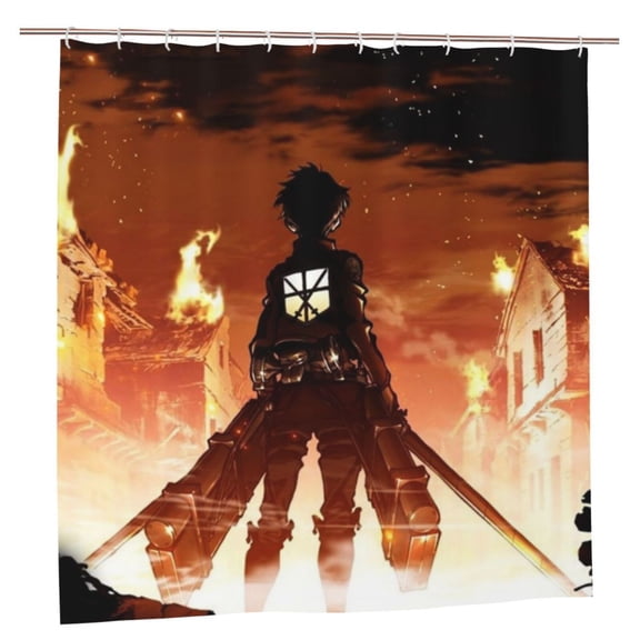 Attack On Titan Bathroom Shower Curtain,Bath Curtains Durable Waterproof Bath Curtain With 12 Hooks,72x72in, Adluts Girls Boys Bathroom Decor House Gifts