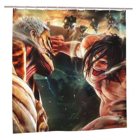 Attack On Titan Bathroom Shower Curtain,Bath Curtains Durable Waterproof Bath Curtain With 12 Hooks,72x72in, Adluts Girls Boys Bathroom Decor House Gifts