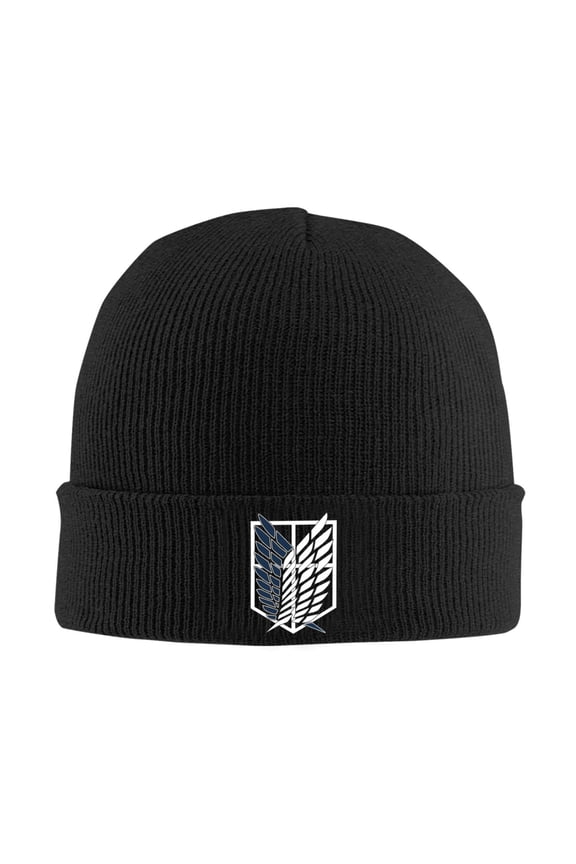 Attack On Titan Beanie Hat Winter Warm Knit Cuffed Cap For Women Men Black
