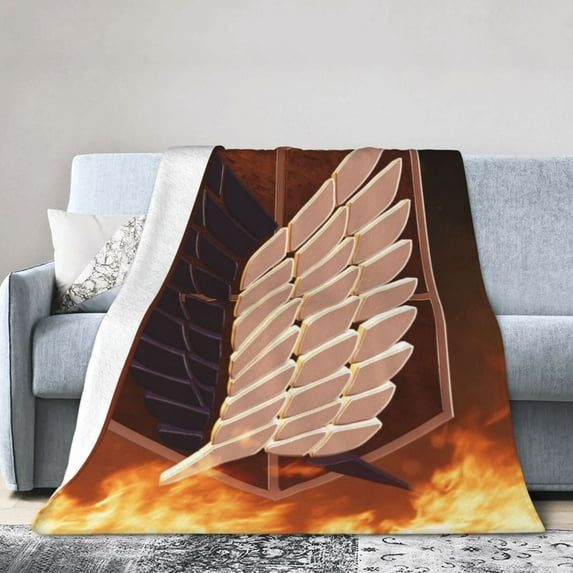 Attack On Titan Blankets Ultra Soft Flannel Blanket All Season Fuzzy Blanket Fluffy Cozy Blanket For Couch Bed Sofa 50"X40"