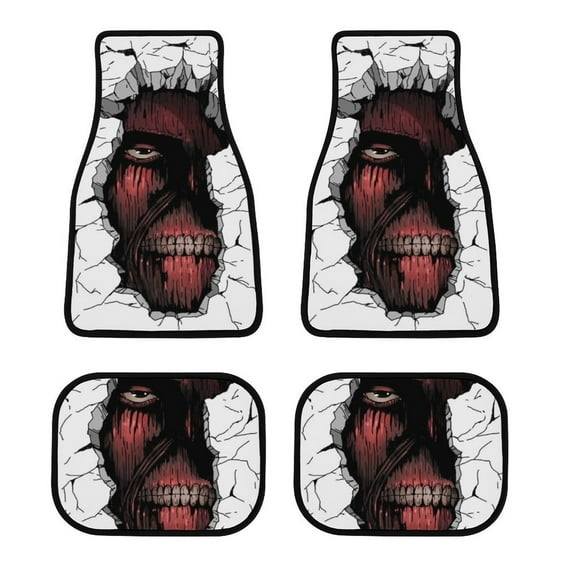 Attack On Titan Carpet Car Floor Mats 4 Pieces Sets All Weather Front & Rear Mats Non Slip Car Protector Mat