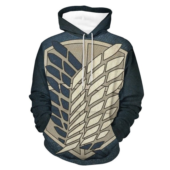 Attack On Titan Casual Pullover Hoodie Unisex Hooded Sweatshirt Novelty 3D Graphic Long Sleeve Sweater with Pocket 2XL