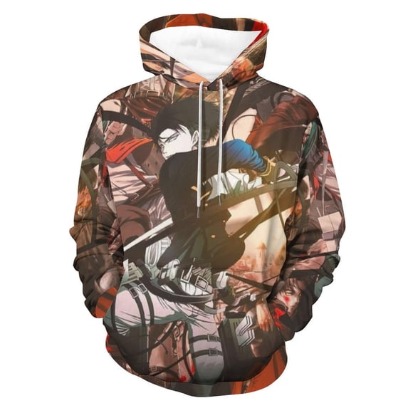 Attack On Titan Casual Pullover Hoodie Unisex Hooded Sweatshirt Novelty 3D Graphic Long Sleeve Sweater with Pocket 3XL