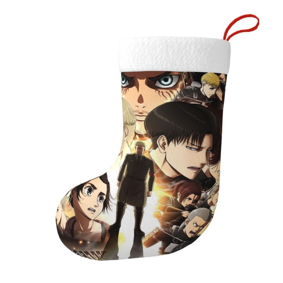 Attack On Titan Christmas Stocking Xmas Decorative Sock Double-Sided Print Hanging Gift Sock For Party & Tree Decoration 1pcs