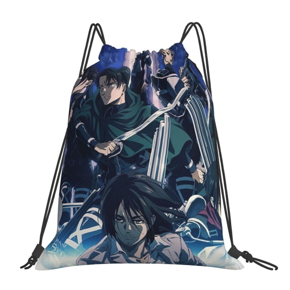 Attack On Titan Drawstring Backpack Lightweight Portable Sport Gym Sackpack Draw String Cinch Bags For Men Women