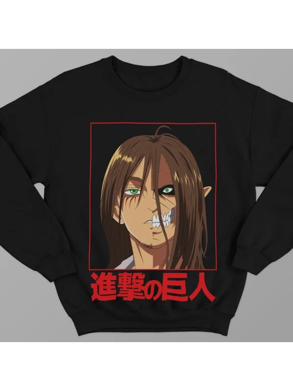 Attack On Titan Eren Yeager Sweatshirt, Cozy Anime Manga Crewneck Sizes S-5Xl GooGate