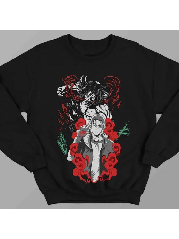 Attack On Titan Eren Yeager Sweatshirt, Cozy Anime Manga Sweatshirt Sizes S-5Xl GooGate