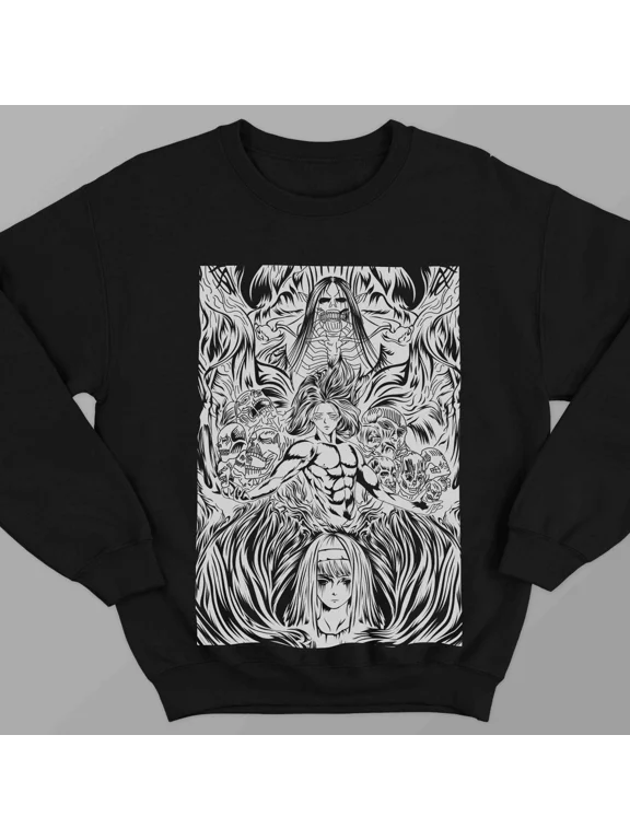 Attack On Titan Eren Yeager Sweatshirt, Cozy Anime Manga Sweatshirt Sizes S-5Xl GooGate