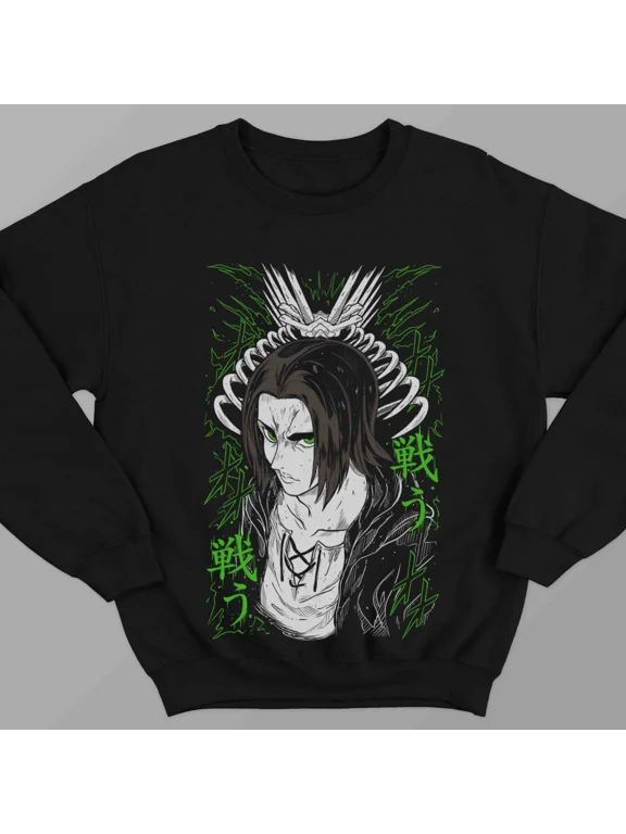 Attack On Titan Eren Yeager Sweatshirt, Cozy Anime Manga Sweatshirt Sizes S-5Xl GooGate