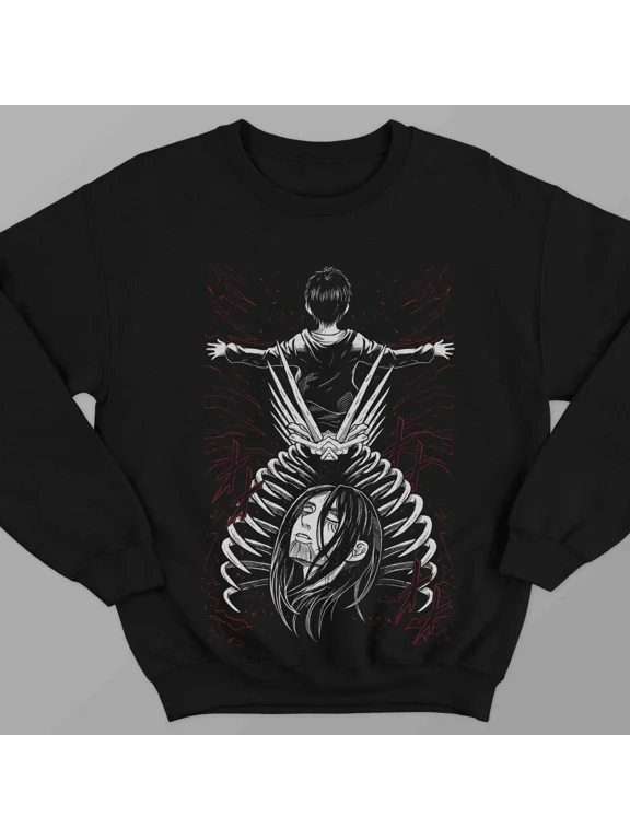 Attack On Titan Eren Yeager Sweatshirt, Cozy Anime Manga Sweatshirt Sizes S-5Xl GooGate