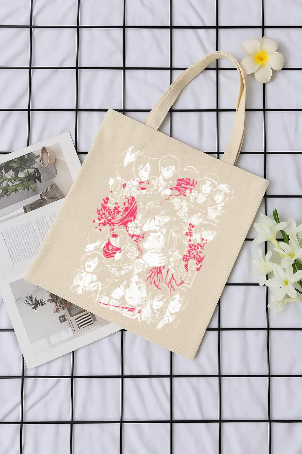 Attack On Titan Eren and Mikasa Tote Bag Girl Anime AOT Bag Soft ...