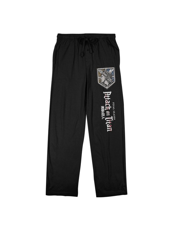 Attack On Titan: Final Season Title Logo Men's Black Sleep Pants-Large