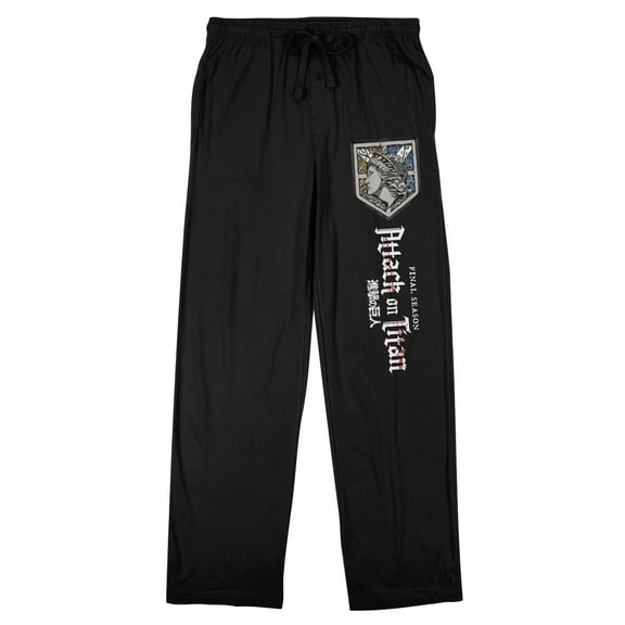 Attack On Titan: Final Season Title Logo Men's Black Sleep Pants-Medium