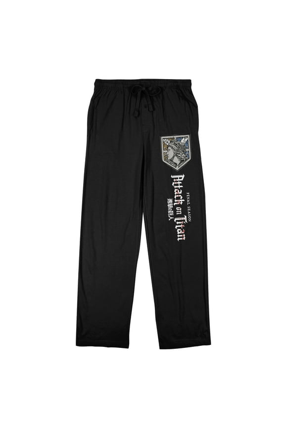 Attack On Titan: Final Season Title Logo Men's Black Sleep Pants-Medium