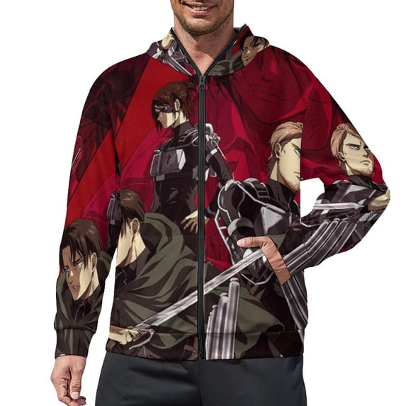 Attack On Titan Full Zip Hoodies Hooded Long Sleeve Jacket Lightweight Sweatshirt Warm Winter Coats XL