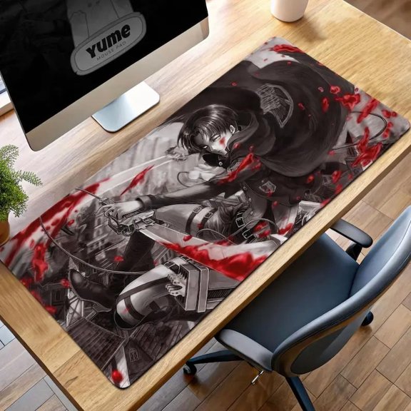 Attack On Titan Gaming Mouse Pad, Levi Ackerman Desk Mat, AOT Anime Gift, Survey Corps Mouse Pad, Large Desk Mat For Gamers & Office Setup