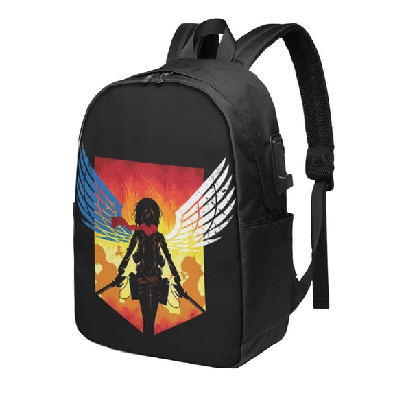 Attack On Titan Laptop Backpack With Usb Charging Port Travel Backpack Computer Bag 17 Inch School Bookbag For Adult Teen