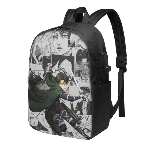 Attack On Titan Laptop Backpack With Usb Charging Port Travel Backpack Computer Bag 17 Inch School Bookbag For Adult Teen