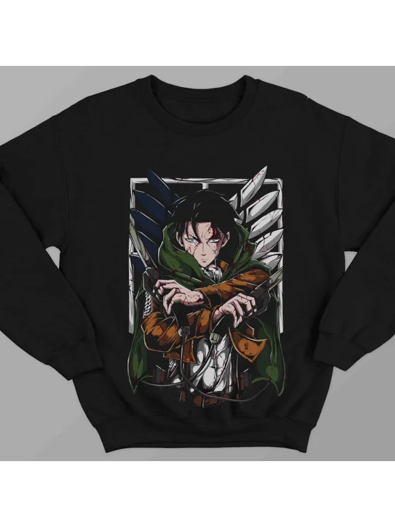 Attack On Titan Levi Ackerman Sweatshirt, Cozy Anime Manga Sweatshirt Sizes S-5Xl GooGate