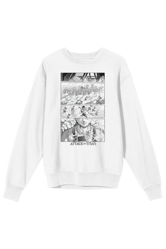 Attack On Titan Levi's Hallucinations Adult White Crew Neck Sweatshirt-3XL