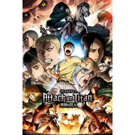 Attack On Titan - Manga / Anime TV Poster (Season 2 Character Collage)