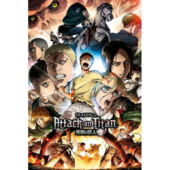 Attack On Titan - Manga / Anime TV Poster (Season 2 Character Collage)