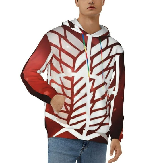Attack On Titan Men's Hoodie With Color Drawstrings Sweatshirt Hooded Pullover Print Winter Coat Jacket Xx-Large