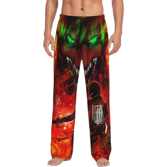 Attack On Titan Men's Pajama Pant Soft Comfy Lounge Pj Bottoms Loose Elastic Waistband Adult Sleep Pants with Pockets Drawstring