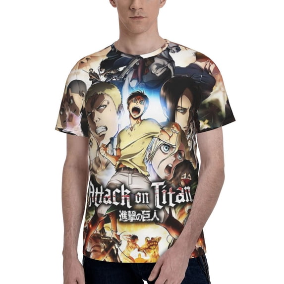 Attack On Titan Men's Short-Sleeve T-Shirt Summer Casual Tee Top Breathable Crewneck T-Shirt 3x-Large