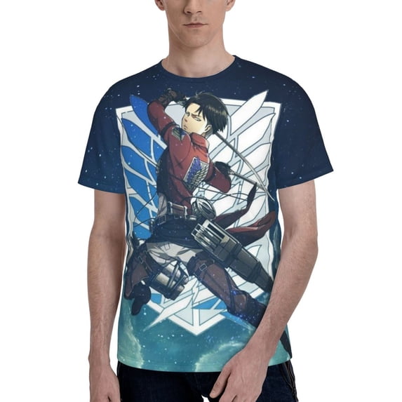 Attack On Titan Men's Short-Sleeve T-Shirt Summer Casual Tee Top Breathable Crewneck T-Shirt Small