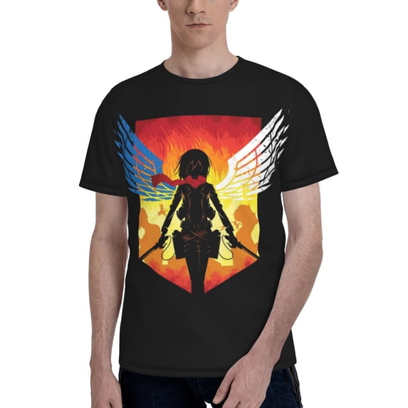 Attack On Titan Men's Short-Sleeve T-Shirt Summer Casual Tee Top Breathable Crewneck T-Shirt Small