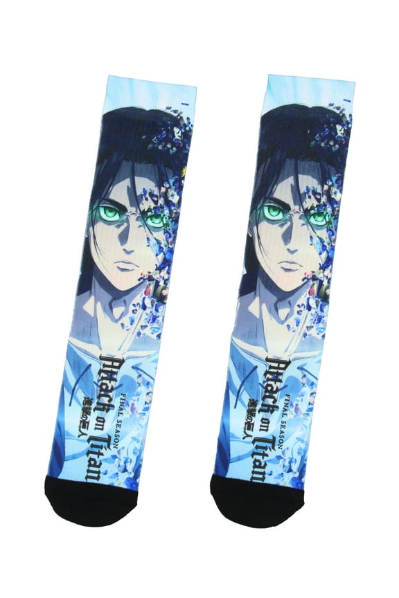 Attack On Titan Mens' Final Season Eren Anime Manga Sublimated Crew Socks