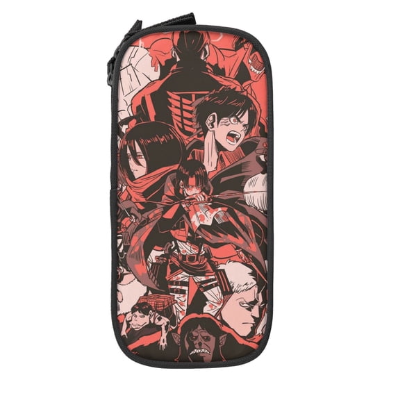 Attack On Titan Pencil Case Durable Pen Carrying Case Lightweight Pencil Bag Pouch Box Organizer Pencase Black