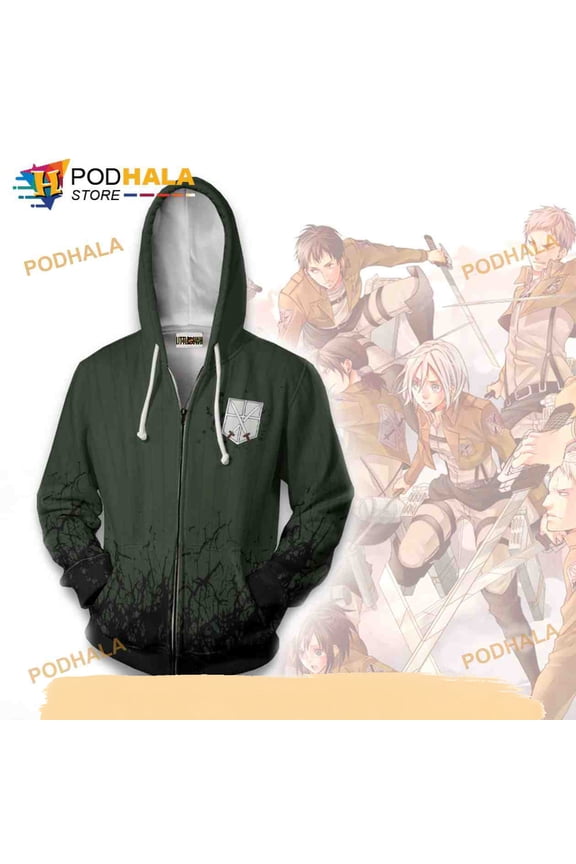 Attack On Titan Survey Corps 3D Hoodie Anime Casual Cosplay Costume