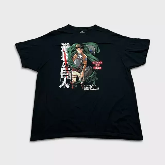 Attack On Titan T Shirt Mens 2XL Black Captain Levi Graphic Anime Tee ...