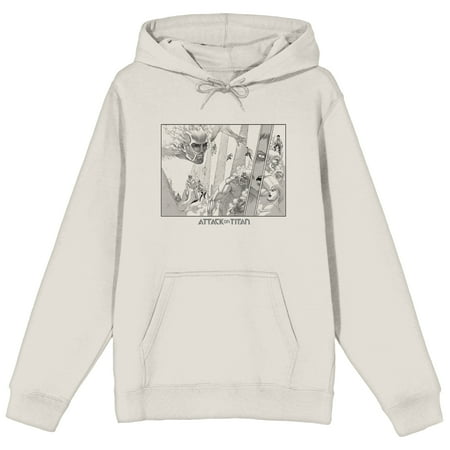 Attack On Titan Titans vs. Humans Artwork Adult Natural Hoodie-Medium