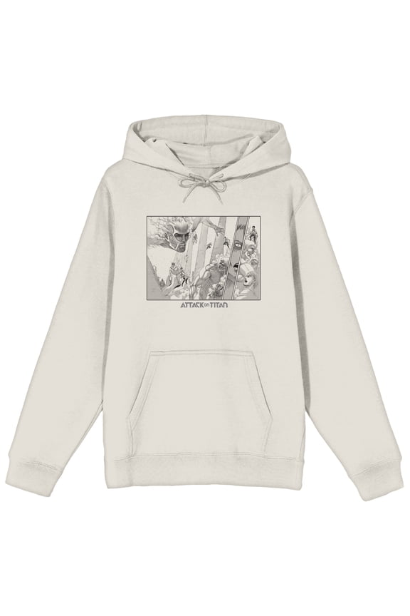 Attack On Titan Titans vs. Humans Artwork Adult Natural Hoodie-Medium