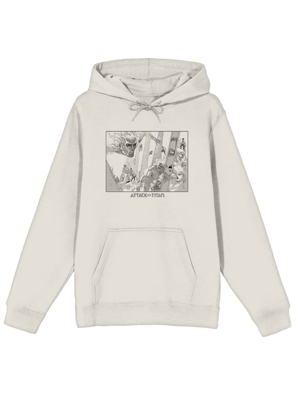 Attack On Titan Titans vs. Humans Artwork Adult Natural Hoodie-Medium