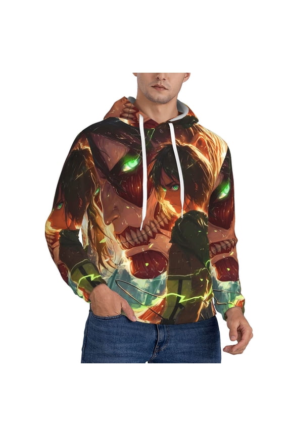 Attack On Titan Trendy Cartoon Men'S Fleece Hooded Hoodie, hoodies for women men with pockets,Fall Fashion 2025 Pullover Sweaters Winter Clothes