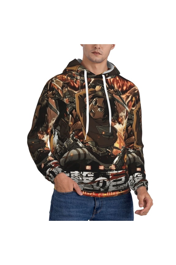 Attack On Titan Trendy Cartoon Men'S Fleece Hooded Hoodie, hoodies for women men with pockets,Fall Fashion 2025 Pullover Sweaters Winter Clothes