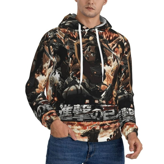 Attack On Titan Trendy Cartoon Men'S Fleece Hooded Hoodie, hoodies for women men with pockets,Fall Fashion 2025 Pullover Sweaters Winter Clothes