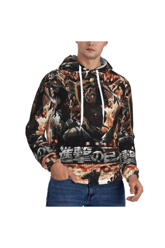 Attack On Titan Trendy Cartoon Men'S Fleece Hooded Hoodie, hoodies for women men with pockets,Fall Fashion 2025 Pullover Sweaters Winter Clothes