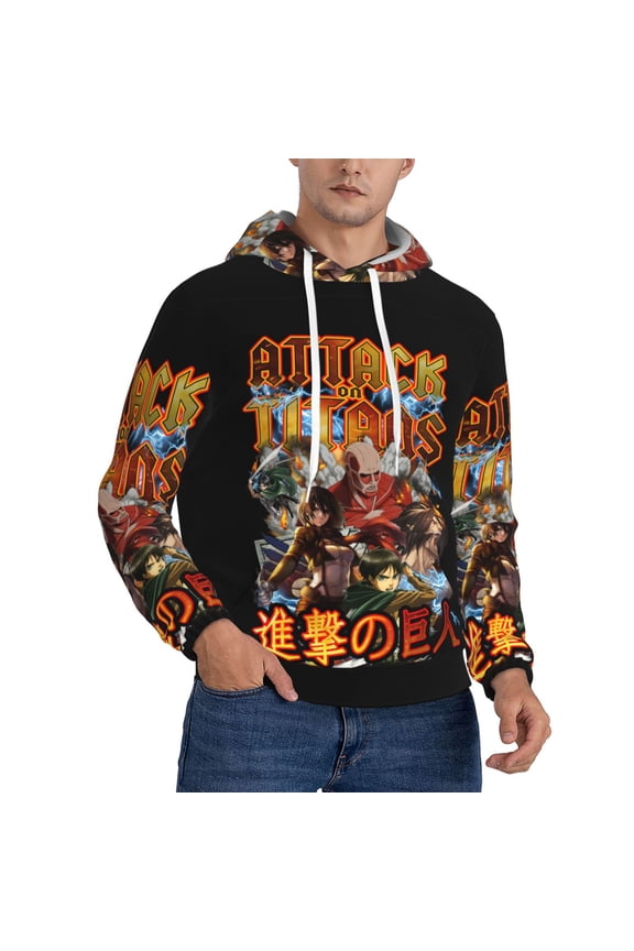 Attack On Titan Trendy Cartoon Men'S Fleece Hooded Hoodie, hoodies for women men with pockets,Fall Fashion 2025 Pullover Sweaters Winter Clothes